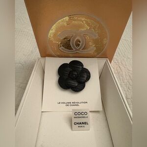Chanel Black Camellia VIP Gifts  - Floral Accessory and Coco Mademoiselle Pins